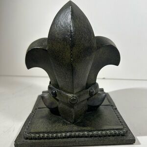 Vintage Gray/Green Light Fleur-de-Lis Bookends